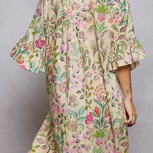 POL Floral Maxi Dress with Ruffle Sleeves